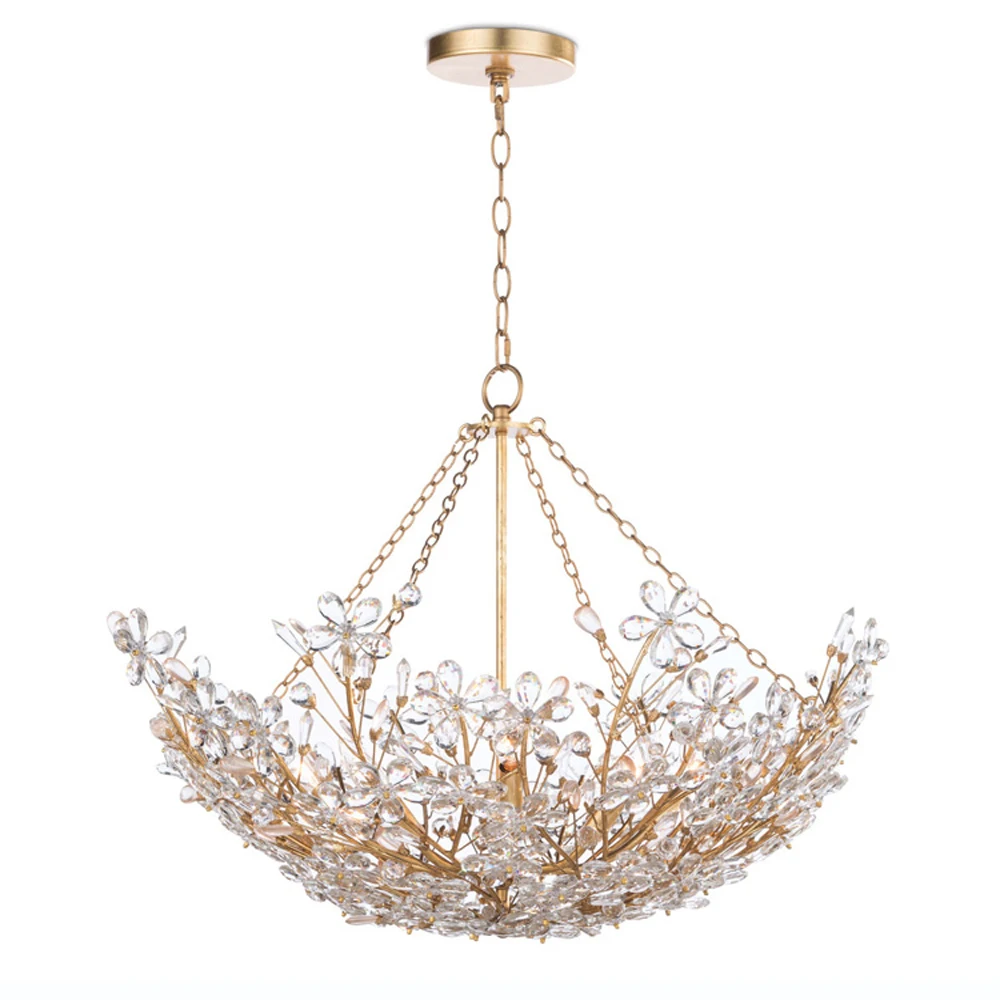 

lustre design gold crystal chandelier lights for living room bedroom cristal flower lamp