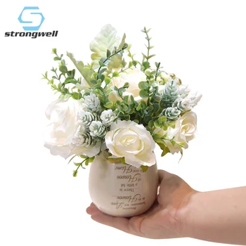 

Strongwell Nordic Ins Eternal Angel Silk Flower Ceramic Vase Artificial Fake Flower Home Living Room Table Decoration Wedding