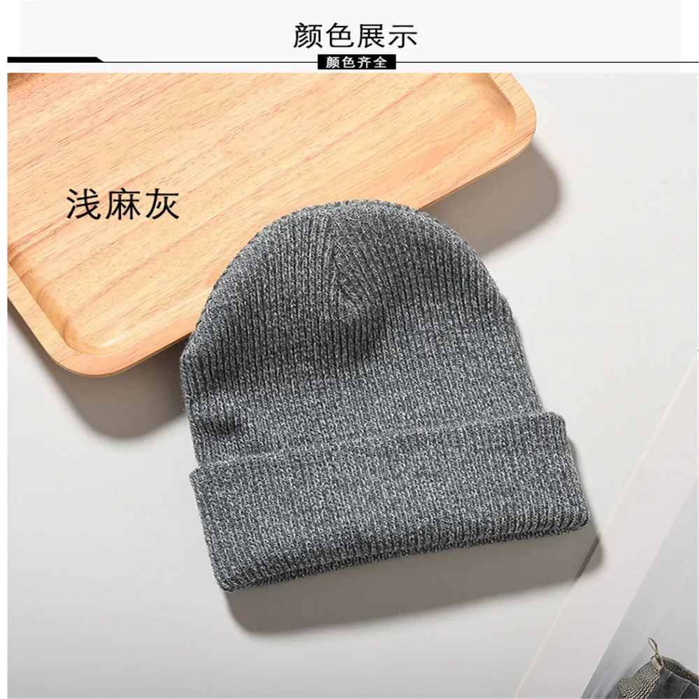 

Men Marled and Solid Color Riding Beanie Male Knitted Warm Winter Hats Boys Grey Charcoal Black Red Navy Khaki Mixed Yarns Hats