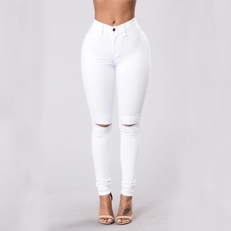 Goocheer Женские винтажные рваные джинсы с высокой талией, узкие джинсовые длинные штаны, рваные джинсы бойфренда, однотонные узкие брюки