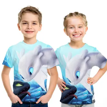 

Toothless The Night Fury T-shirts for Baby Girls Kids White Dragon Print T shirt Children How to Train Your Dragon Funny Clothes