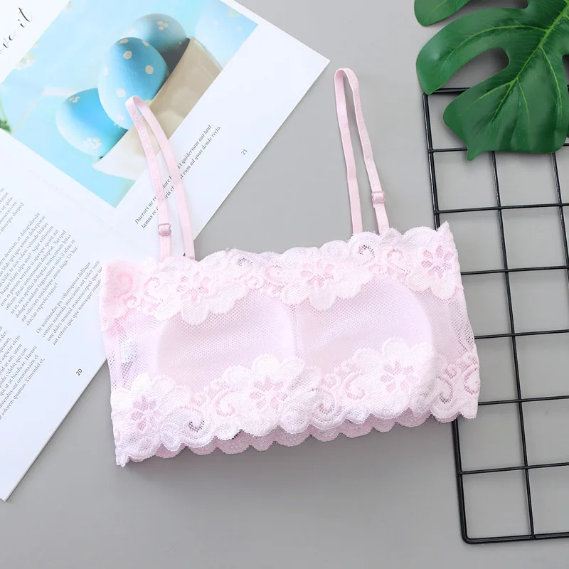 Нижнее белье для девочек-подростков; черно-белые кружевные спортивные ...