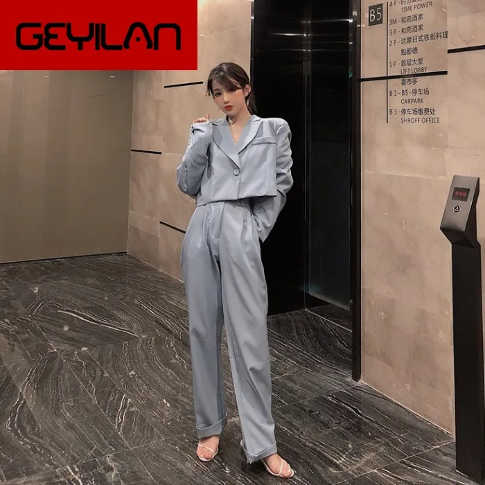 

Women's suit 2019 new autumn casual fashion temperament Slim small suit loose trousers two-piece women's clothing
