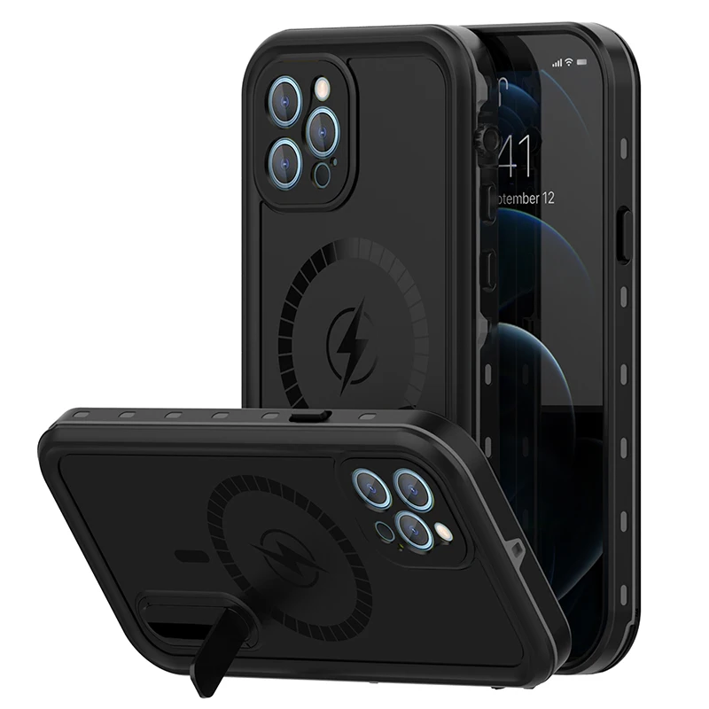 IP68 Real Waterproof Phone Case For Magsafe IPhone 12 12 Pro 12Pro Max Underwater Diving Water Proof Hide Bracket Phone Covers