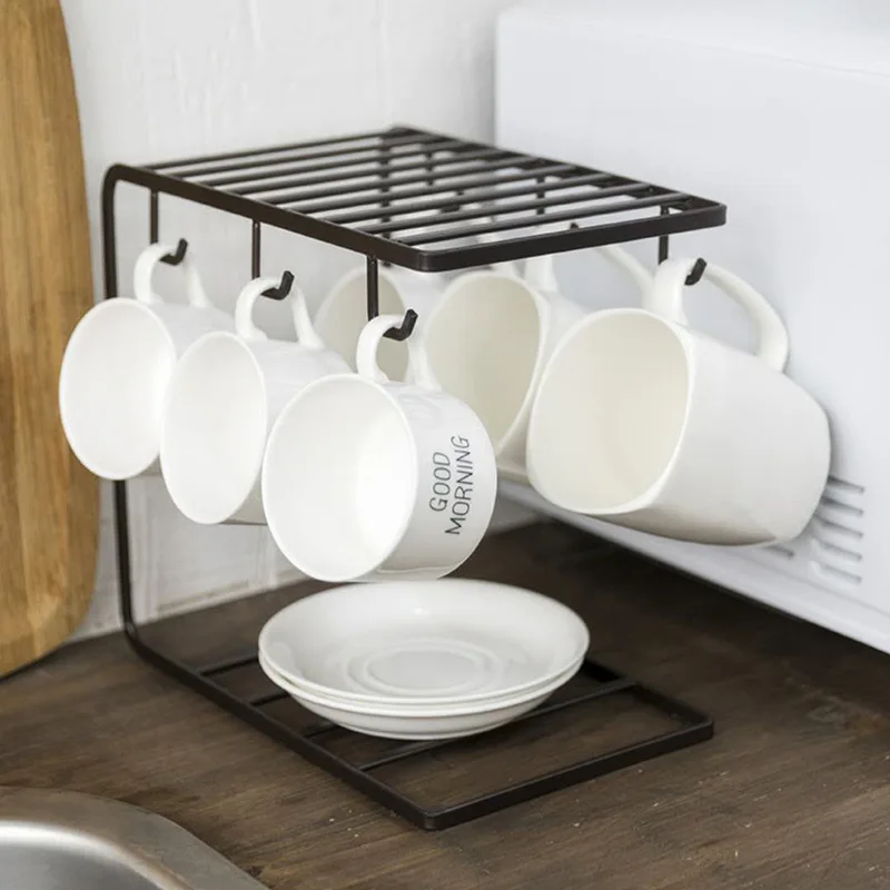 Creative Wrought Iron Glass Holder Kitchen Cup Holder Household Cup Water Coffee Drain Saucer