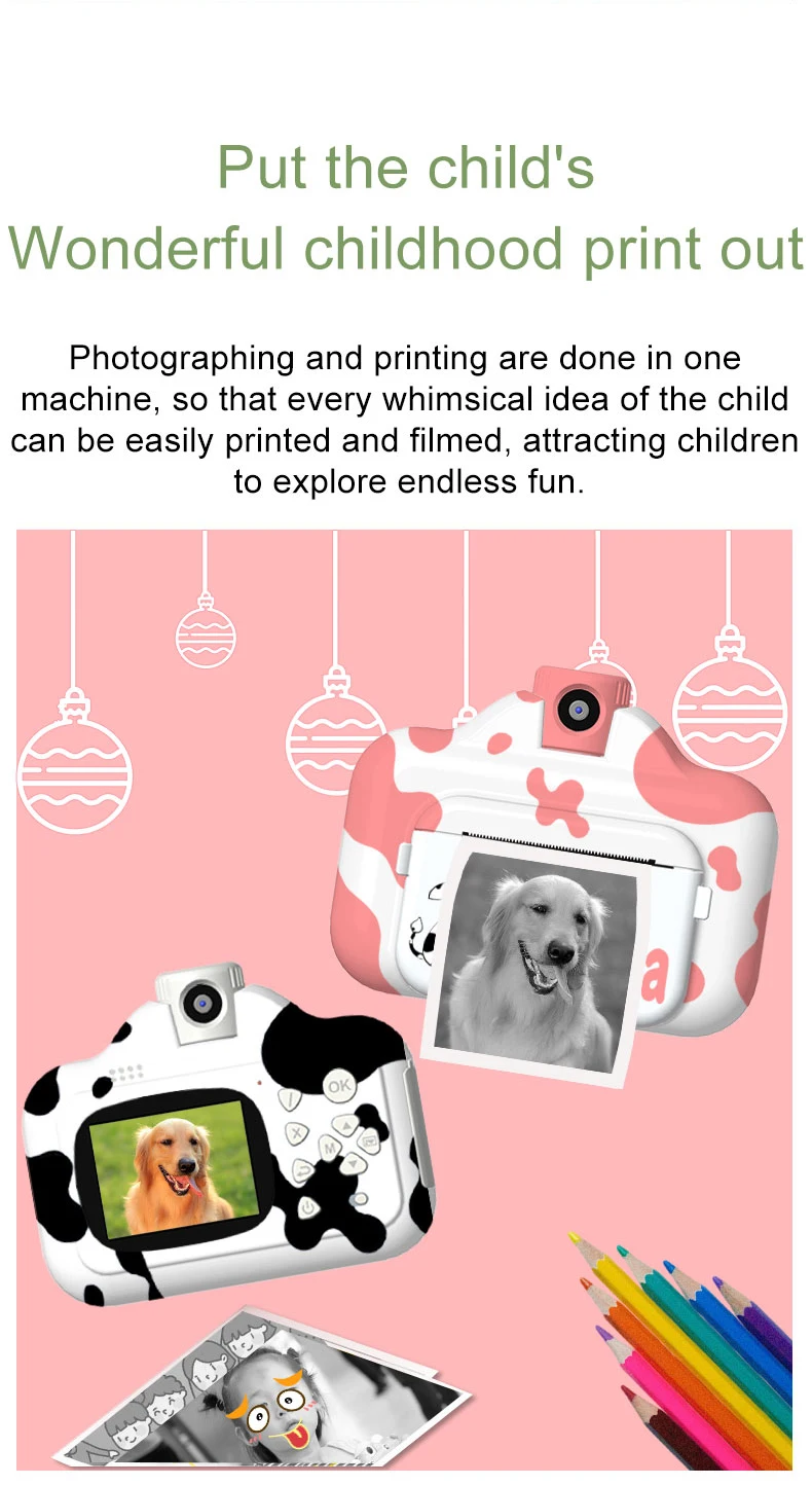 HD Children Camera Instant Print Camera for Kids Film Camera with Thermal Photo Paper Wifi Toys Camera for Birthday Gifts small digital camera