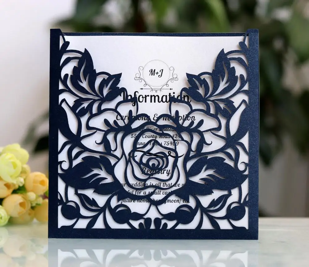  10pcs Laser Cut Hollow-out Wedding Invitation Card Wedding Engagement Greeting Cards White Invitati - 4.00028E+12