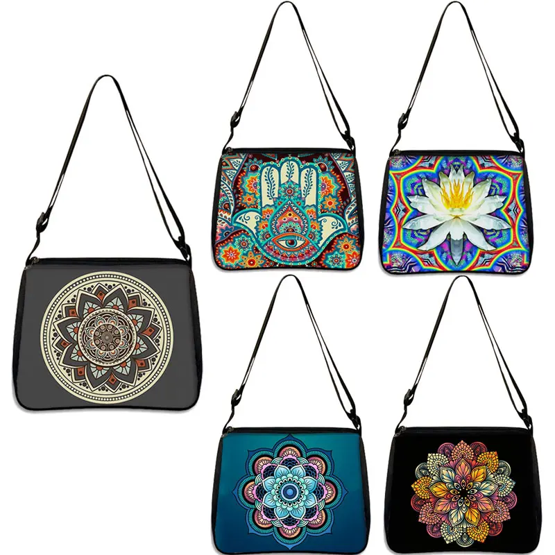 Mandala Flowerote Handbag Women Ethnic Traditional Shopping Bag Floral Print Shoulder Bag For Lady Traveling Messenger Bag