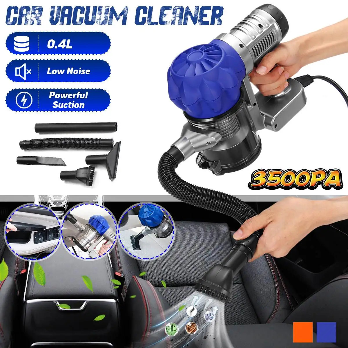 

3500pa Strong Power car vacuum cleaner DC 12V 100W Portable Handheld Cyclonic Wet/Dry Auto Portable Vacuums Cleaner