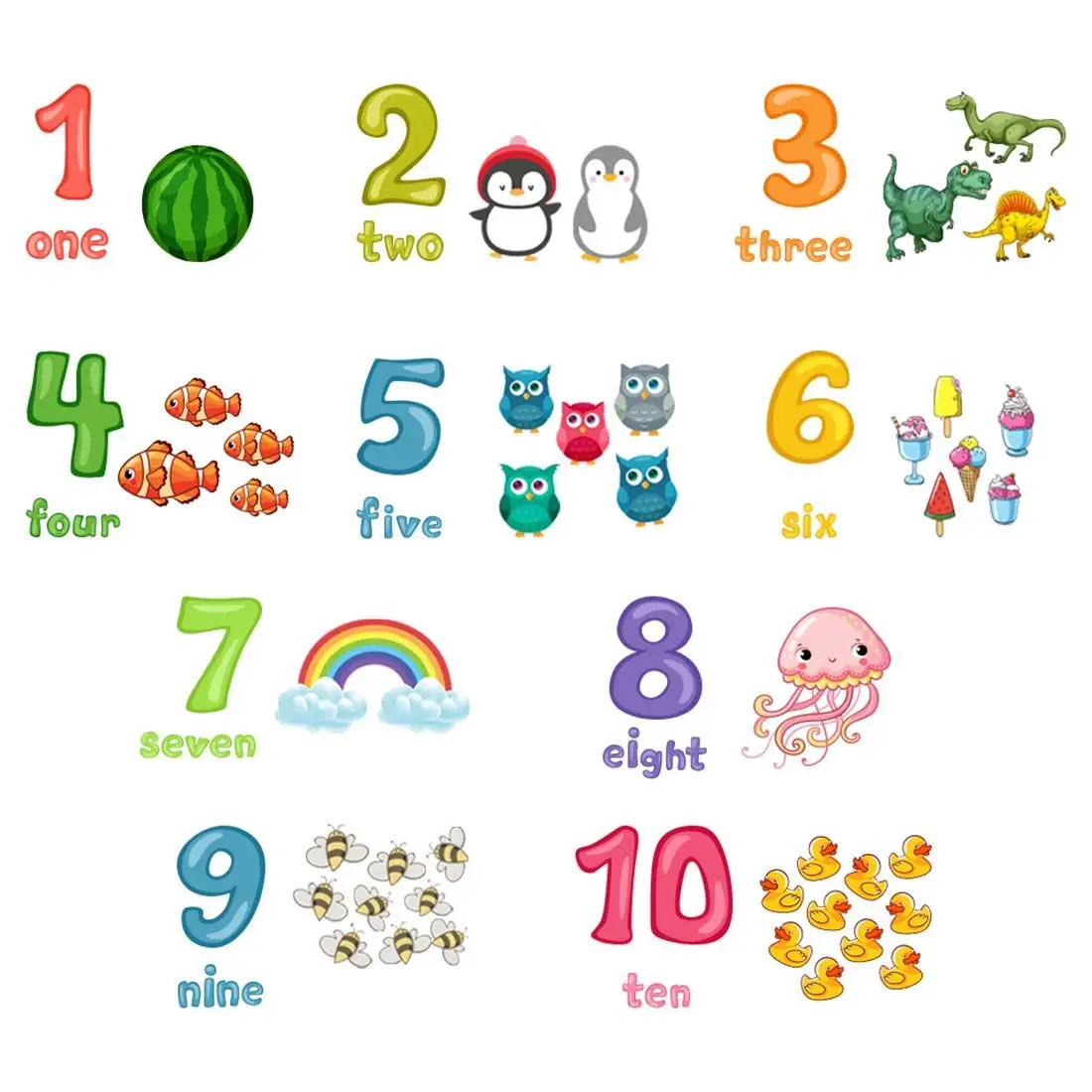Home Decor For Children Room Vinyl Mural Art Early Education Number Wall Decal Cartoon Animal Wall Sticker Jungle Fruit wall stickers self adhesive stickers vinyl stickers self adhesive wall stickers vinyl wall stickers