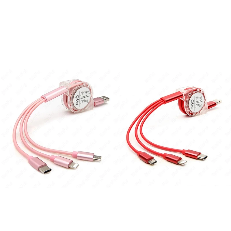 2 шт. 3 в 1 Выдвижной Micro usb type C мульти зарядный кабель для IPhone X 6 7 8 6S samsung S8 зарядка