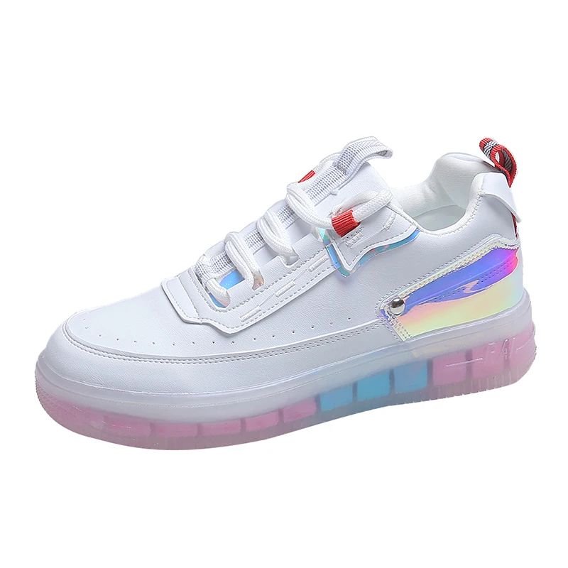 Белая женская повседневная обувь; Basket Femme; кроссовки; scarpe donna; Роскошные красочные плоские туфли для женщин; tenis feminino Zapatillas Mujer2019 - Цвет: Pink