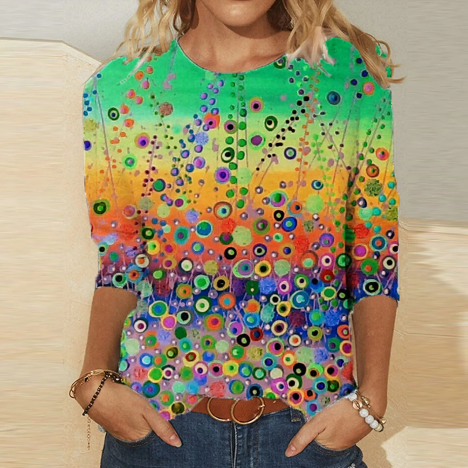Women's T-shirt Casual Fashion Loose Round Neck Colorful Printed Plus Size Tops Summer Graphic Oversized T-shirt Clothing S-5xl 2