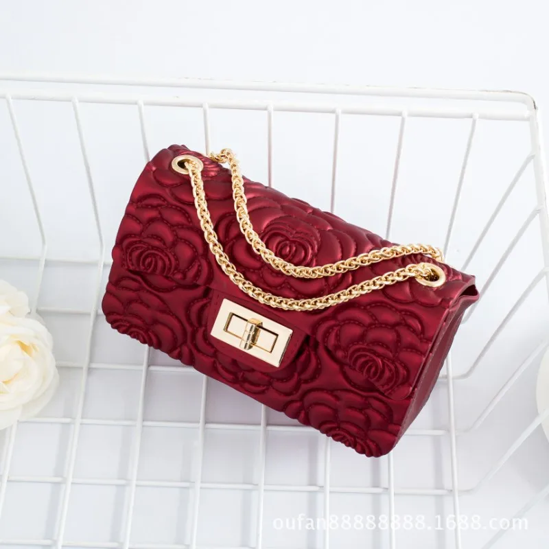 

2019 New Style Camellia Flower Mini Chain Bag Crossbody Bag Women's Bag Matte Dull Polish Gel Bag Fashion