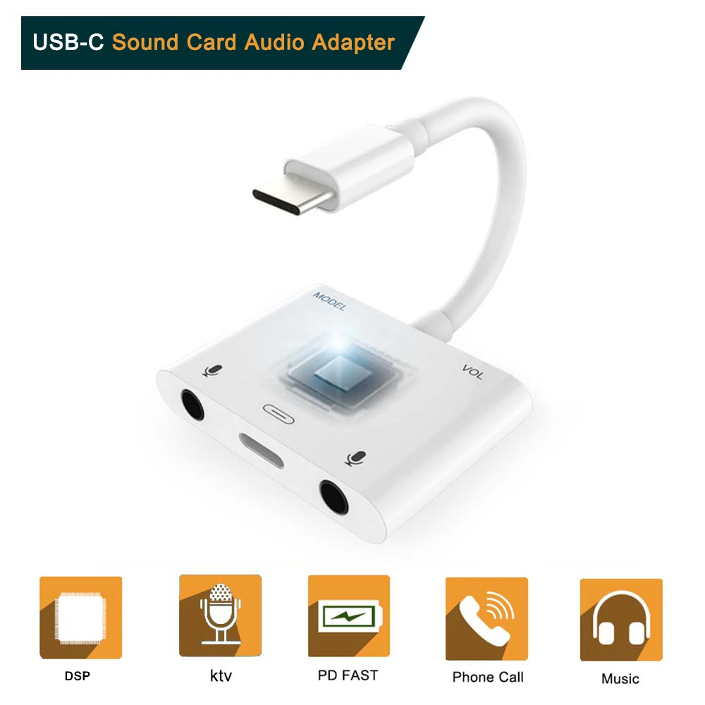 

Karaoke Microphone Voice Adapter for Type C to 3.5mm Beauty Digital USB C Audio Adapter Charging For Huawei P20 Free Shipping