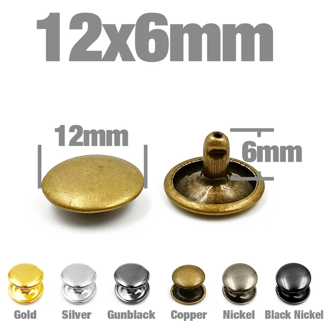 100Sets 5-12mm Metal Double Cap Rivets Stud Round Nail Spike For Leathercraft Repair Shoes Bag Belt Clothing Garment Accessories 12x6mm