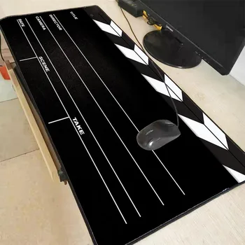 

XGZ Black White Clapperboard Extra Large Gaming Mouse Pad Rubber Keyboard Pad Locking Edge Mouse Mat Big Computer Desk Mat