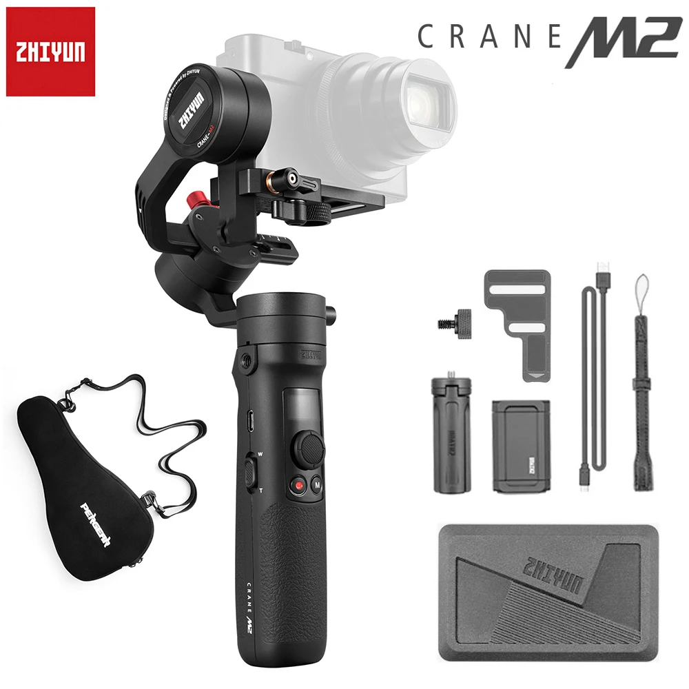 Zhiyun Crane M2 3-Axis Handheld Gimbals for Smartphones Mirrorless Camera & Action Compact Cameras Stabilizer for Sony Canon M6