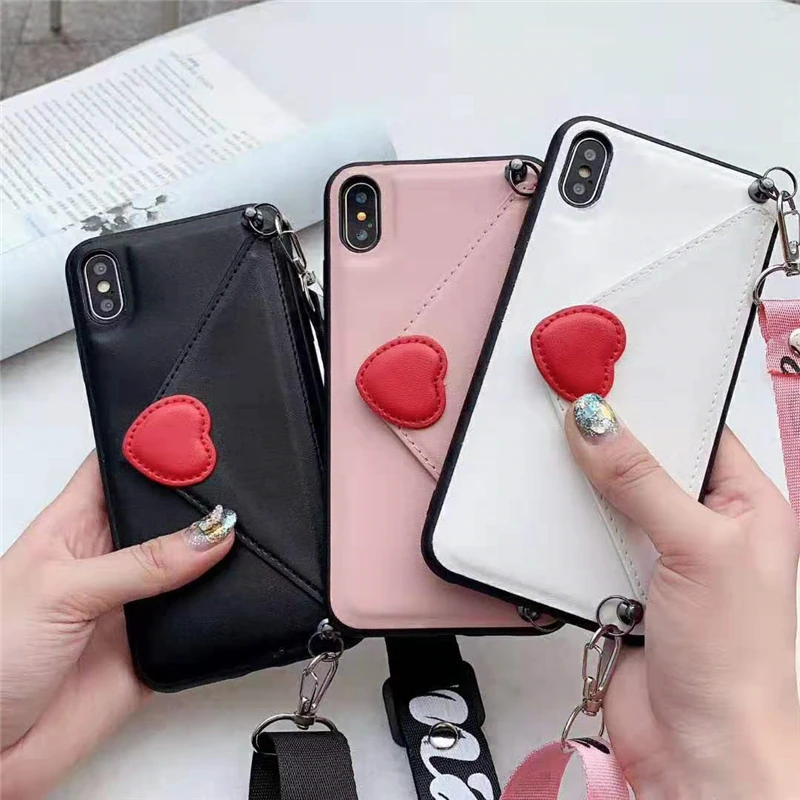 

Sdreefge Fashion Leather Crossbody Card Bag TPU Cover For iPhone X 6 6S 7 8 plus Phone Case For iphone XR XS Max Back Cover