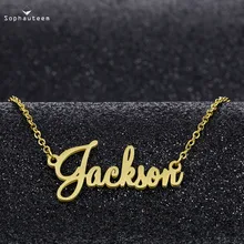 Personalized 18 Font Styles Custom Name Necklaces for Women Men Gold Silver Color Stainless Steel Chain Pendant Necklace Jewelry