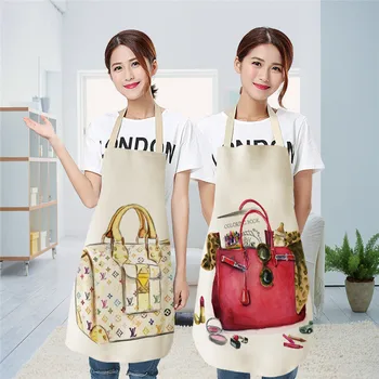 

Cartoon Women Handbag Printing Kitchen Apron Cotton Apron Home Living Cooking Baking Coffee Shop Cleaning Aprons