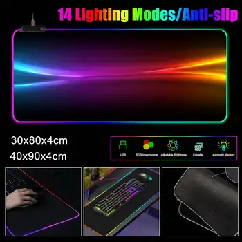 

Faster Response Mouse Pad Gamer Anime Natural Rubber USB LED Gaming RGB Glowing Desk Keyboard Mat Computer Laptop Mat