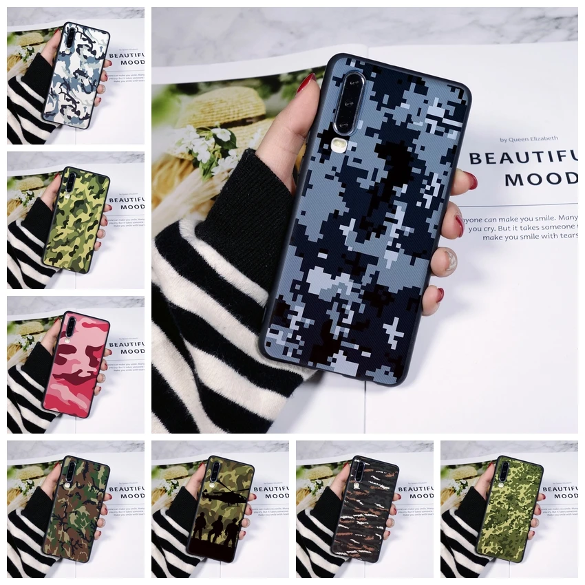 Чехол для телефона Huawei P20 Lite P Smart Plus 2019 силиконовый мягкий черный Камуфляжный