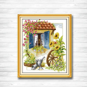 

Flower car dmc 14CT 11CT counted cross stitch Needlework Set Embroidery kits chinese cross stitch Home decor