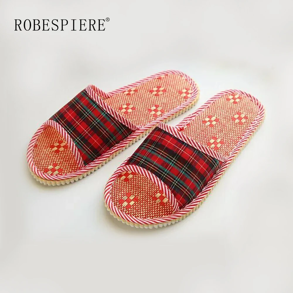 

ROBESPIERE Autumn Winter Women Indoor Slippers Fashion Gingham Design Casual Ladies Shoes 2019 New Slip-On Shallow Slippers T6