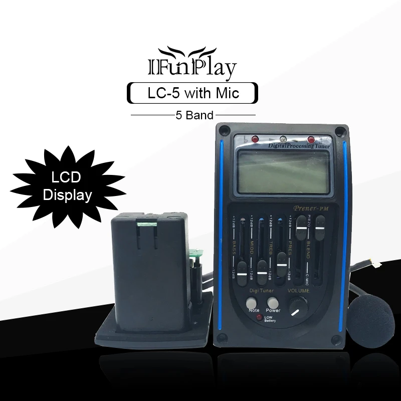 Acoustic Guitar Preamp Lc5 5 Band Eq Equalizer Pickup Tuner Lcd With