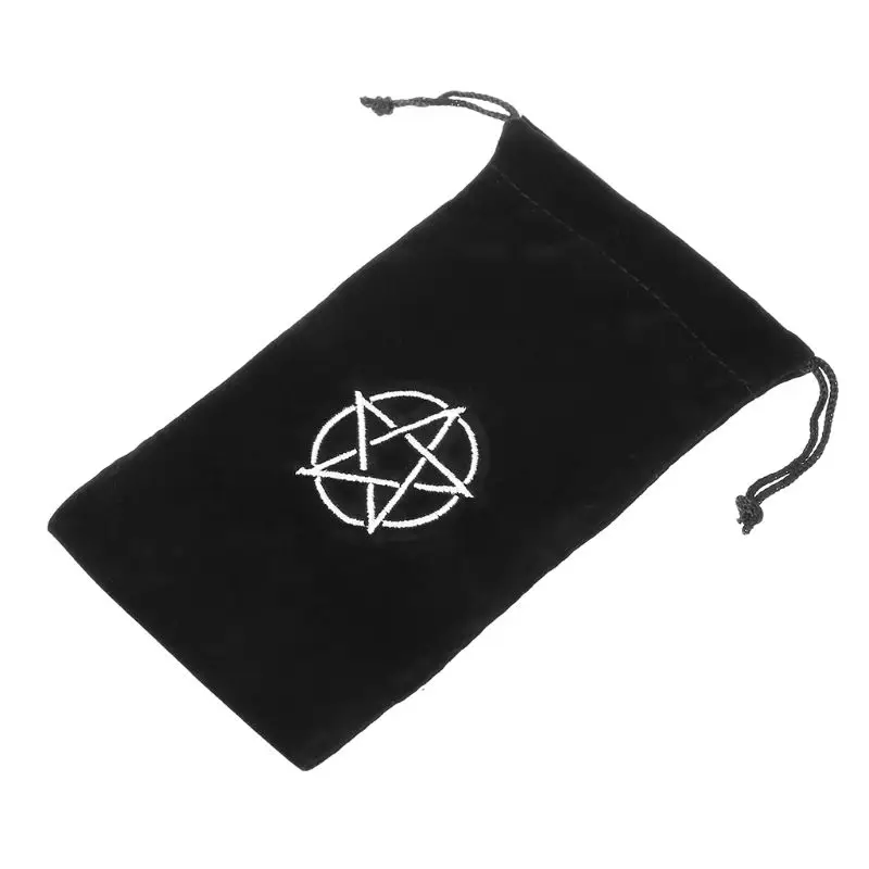 Velvet Pentagram Tarot Storage Bag Board Game Card Embroidery Drawstring Package G8TD