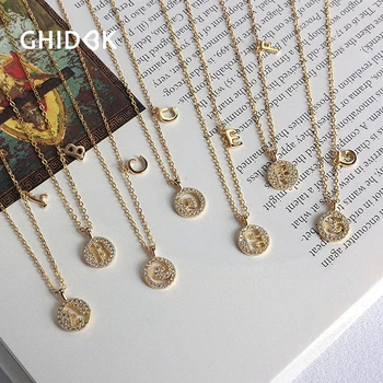 

GHIDBK Dainty 925 Sterling Silver Initial CZ Necklaces Handmade Hollow Letter Cubic Zirconia Charm Chokers Demo Collars Necklace