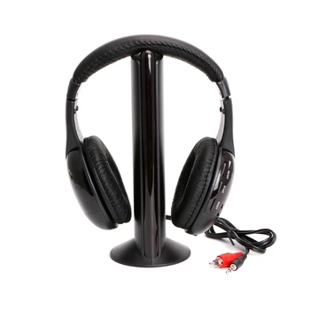 

New 5 in 1 Hi-Fi Wireless Headset Headphone Earphone for TV DVD MP3 PC Black color