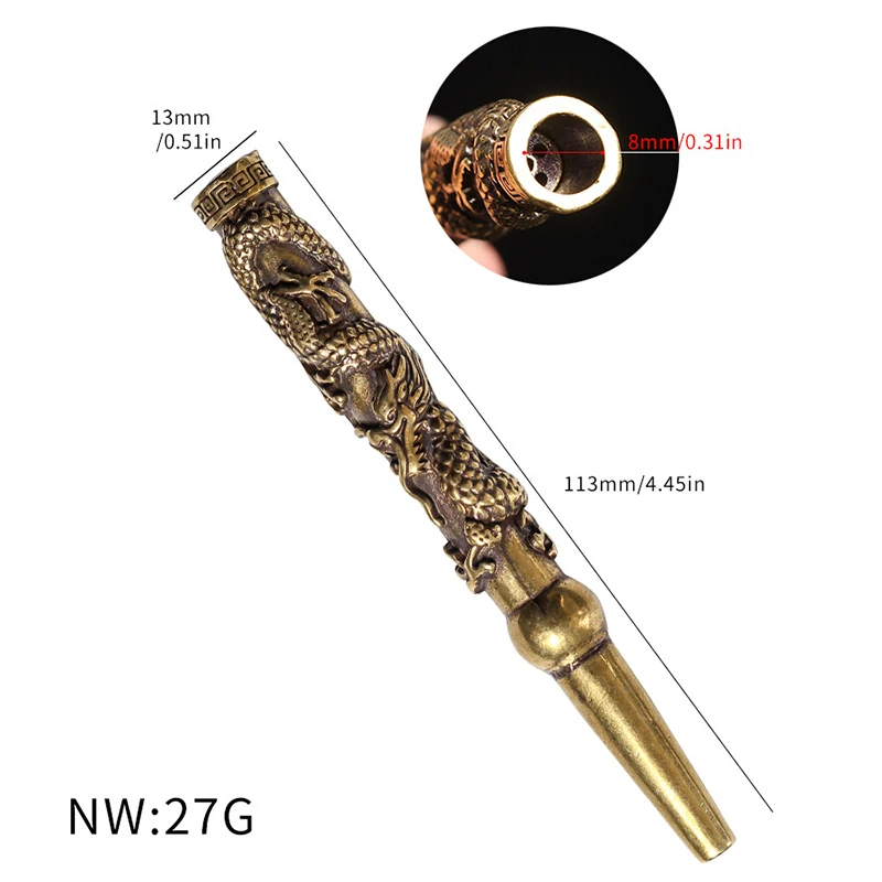 Ретро Мини медный держатель для сигарет Фильтр моющийся резной дракон