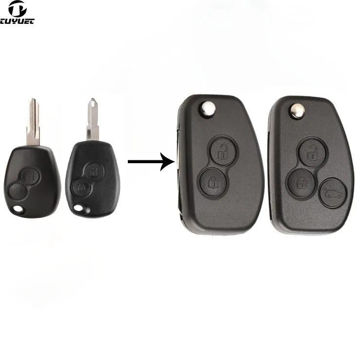 2 3 Buttons Modified Flip Remote Key Shell  For Renault Duster Logan Dacia Clio Megane Laguna Master Traffic Kangoo Modus jingyuqin remote car key shell for renault symbol trafic dacia logan lodgy dokker duster clio4 sandero 2 3 buttons