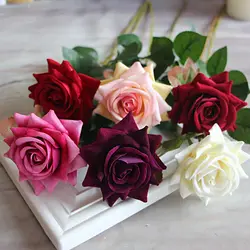 Мини бархатная Роза искусственное домашнее растение букет Свадебная Гортензия Декор