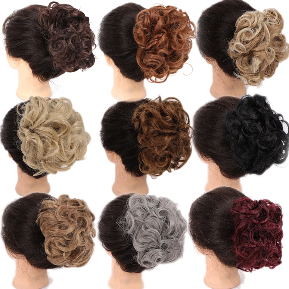 Lupu Synthetisch Haar Broodje Kam Clip In Rommelige Krullend Chignon Elastische Band Scrunchies Haar Stukken Uitbreiding Voor Vrouwen Zwart Bruin