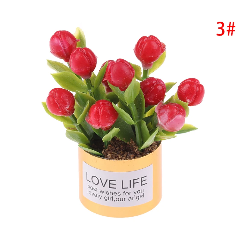 1Pc 1:12 Dollhouse Mini Iron Potted Plant Pot Lavender Plant Home Garden Decor Dollhouse Collection Kids' Toys 10