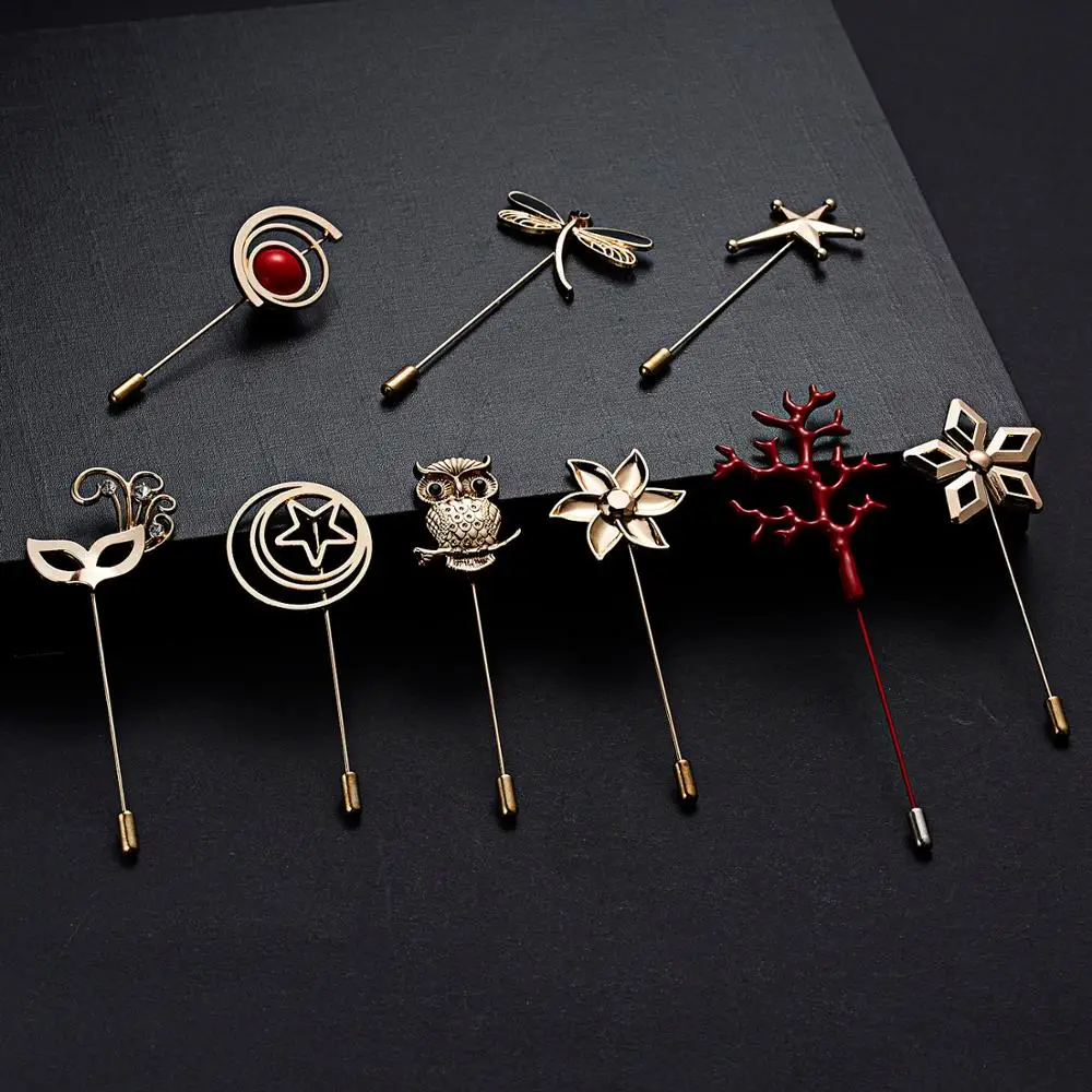

Hot Fashion 9 Styles Flower Red Enamel Coral Brooch Pin For Women Men Suit New Design Collar Pin Jewelry Wholesale Accessories