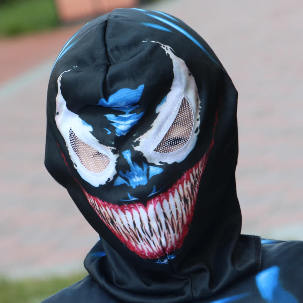 Kids Venom Spider-Man Superhero Boy Cosplay Costume Jumpsuit Mask Fancy Dress