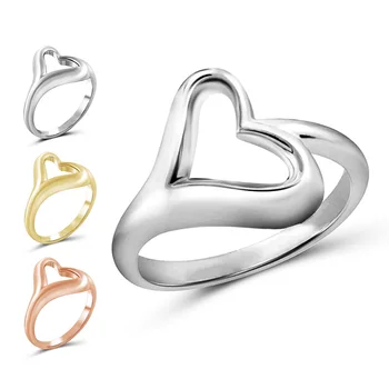 

Huitan Simple and Classic Hollow Out Heart Rings for Women Wedding Engagement Daily Wear Gift Versatile Ring New Drop Shipping