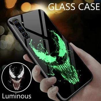 

Luxury Venom Luminous Glass Phone Case For Realme X X2 Pro XT XLite X50 K1 K3 K5 3Pro Bat Cover Coque