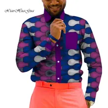 Мужская деловая рубашка в африканском стиле рубашки топы с принтом Базен платье Базен Риш рубашки Свадебная деловая Вечеринка рубашки блестящие WYN561