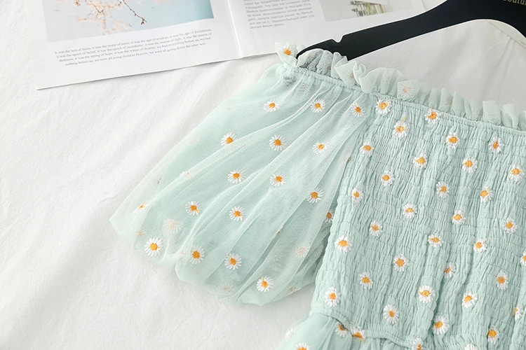 Kawaii Daisy Puff Sleeve Summer Dress - S - XL - 10 - Kawaii Mix