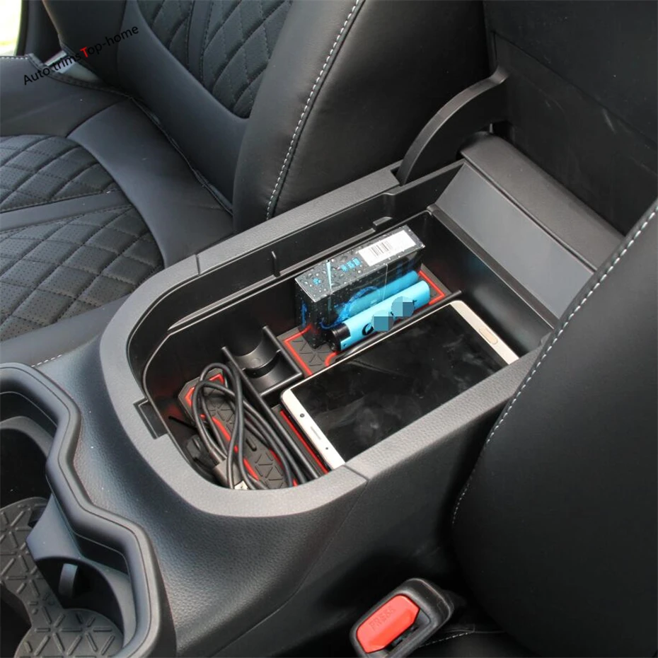 

Yimaautotrims Armrest Box Secondary Storage Pallet Tray Container Box Cover Fit For TOYOTA RAV4 RAV 4 2019 2020 Interior Kit