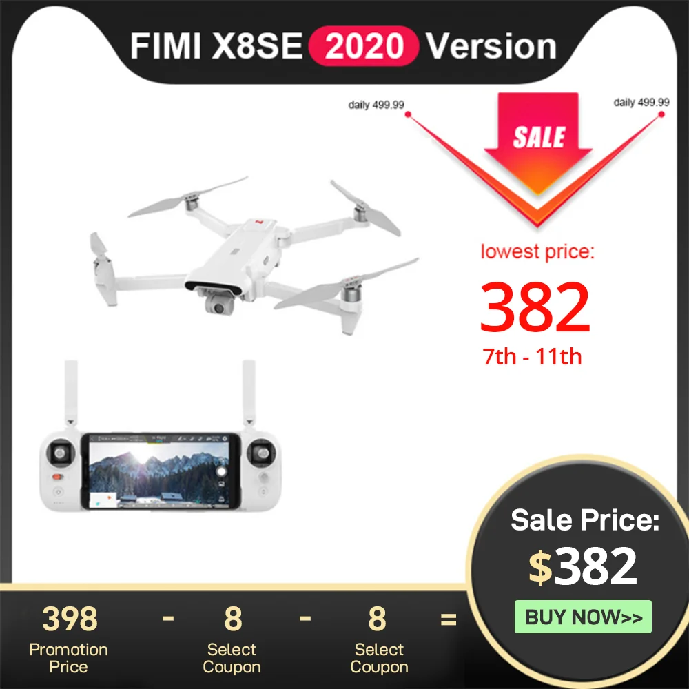 US $415.00 Fimi X8se 2020 Camera Drone 4k Profissional 8km Fpv 3Axis Gimbal 4k Camera Hdr Video Gps 35mins Flight Time Rc Quadcopter Rtf
