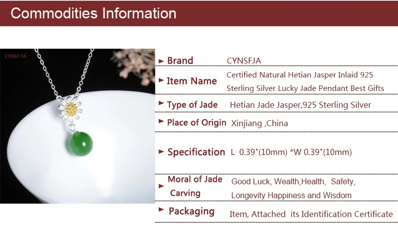 CYNSFJA Реал Certified(Hetian) нефрита Jade Jasper 925 пробы серебро ювелирные амулеты талисманы зеленый нефритовый кулон лучшие подарки