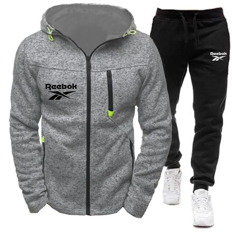 Ropa Deportiva informal para hombre y mujer, sudadera con capucha y cremallera de dos piezas, traje de algodón para entrenamiento físico