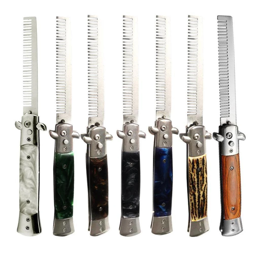 Automatic Steel Combs Foldable Knife Brushes Hair Trimmer Butterfly