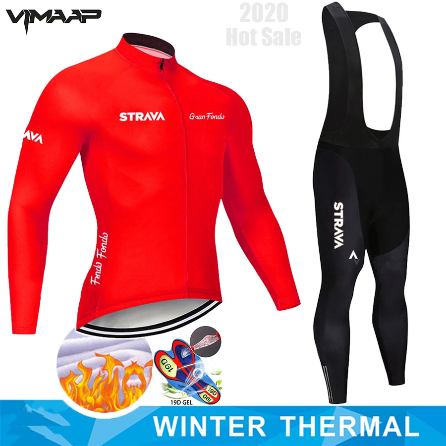 2020 Pro STRAVA зимний термальный флисовый комплект для велоспорта Abbigliamento Ciclismo Invernale